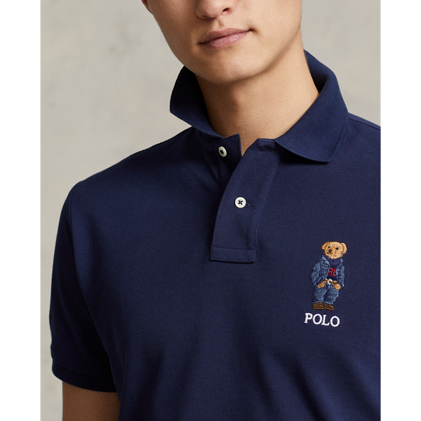 Custom-Slim-Fit Polohemd mit Polo Bear Polo Ralph Lauren in Denim-Navy 6