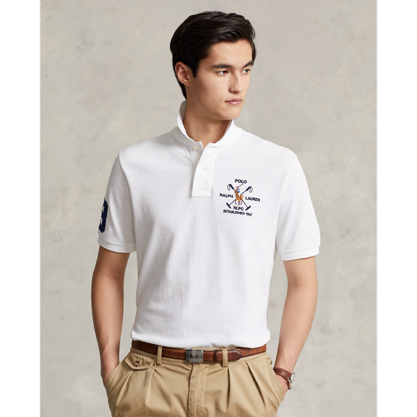 White Classic Fit Triple-Pony Mesh Polo Shirt Polo Ralph Lauren 1