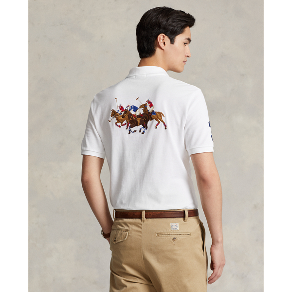 White Classic Fit Triple-Pony Mesh Polo Shirt Polo Ralph Lauren 4