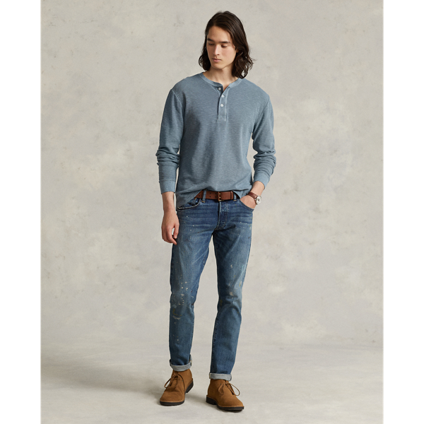 Anchor Blue Waffle-Knit Henley Shirt Polo Ralph Lauren 4