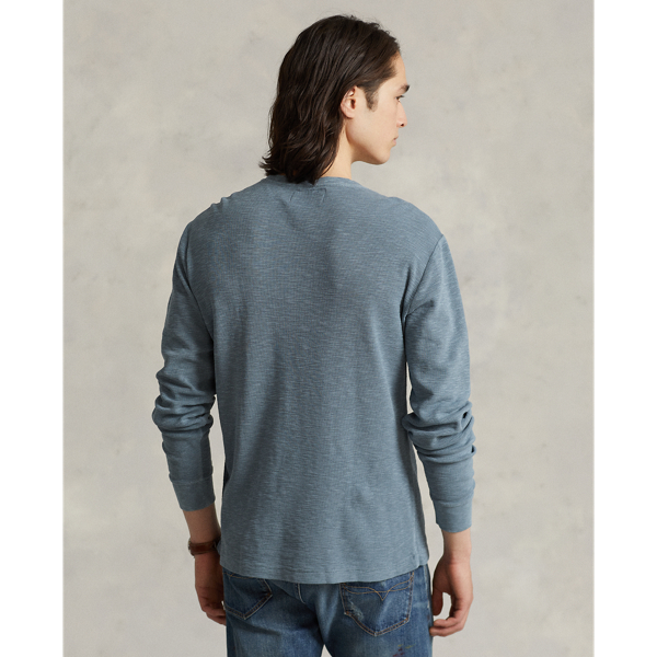 Anchor Blue Waffle-Knit Henley Shirt Polo Ralph Lauren 5