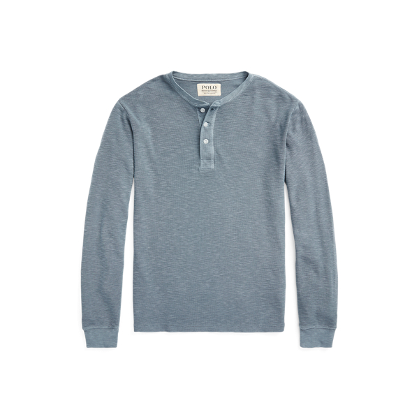 Anchor Blue Waffle-Knit Henley Shirt Polo Ralph Lauren 2