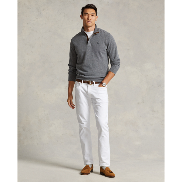 Medium Flannel Heather Luxury Jersey Quarter-Zip Pullover Polo Ralph Lauren 4