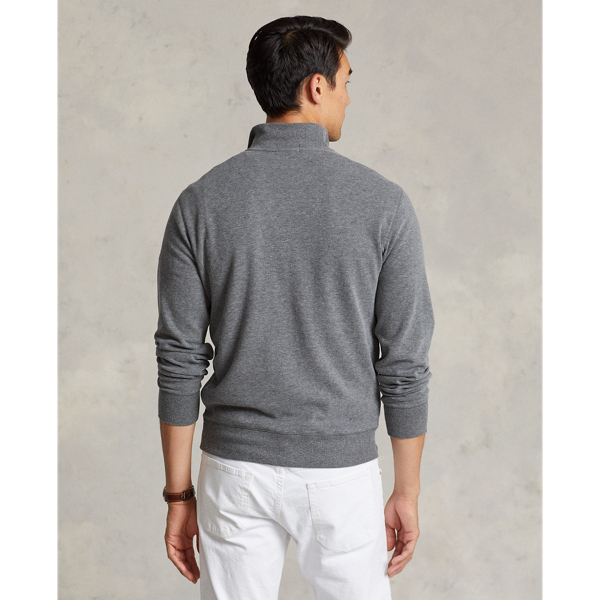 Medium Flannel Heather Luxury Jersey Quarter-Zip Pullover Polo Ralph Lauren 5