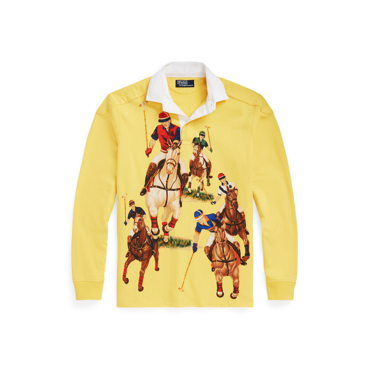 Black polo shirt with yellow horse best sale