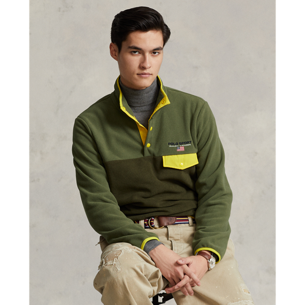 Classic Drab Olive Multi Polo Sport Brushed Fleece Pullover Polo Ralph Lauren 1