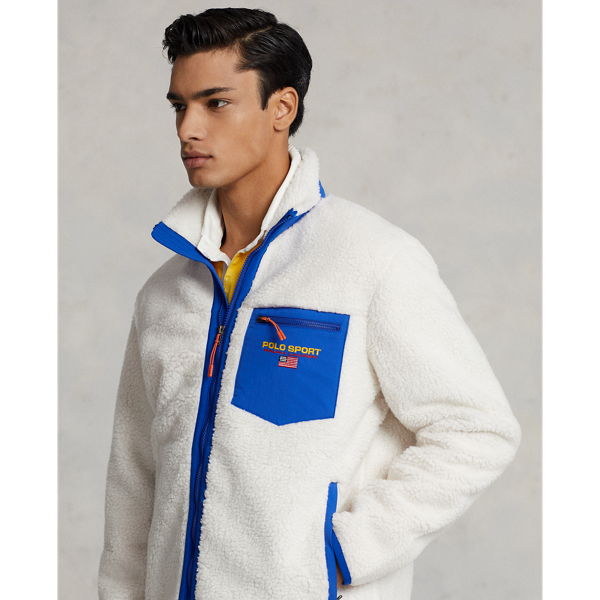 Clubhouse Cream/Sapphire Polo Sport Pile Fleece Jacket Polo Ralph Lauren 6