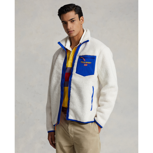 Clubhouse Cream/Sapphire Polo Sport Pile Fleece Jacket Polo Ralph Lauren 7