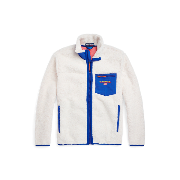 Clubhouse Cream/Sapphire Polo Sport Pile Fleece Jacket Polo Ralph Lauren 2