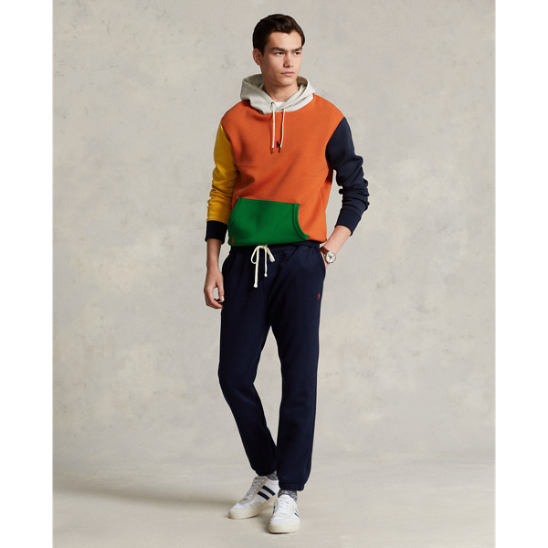 College Orange Multi Colour-Blocked Double-Knit Hoodie Polo Ralph Lauren 4