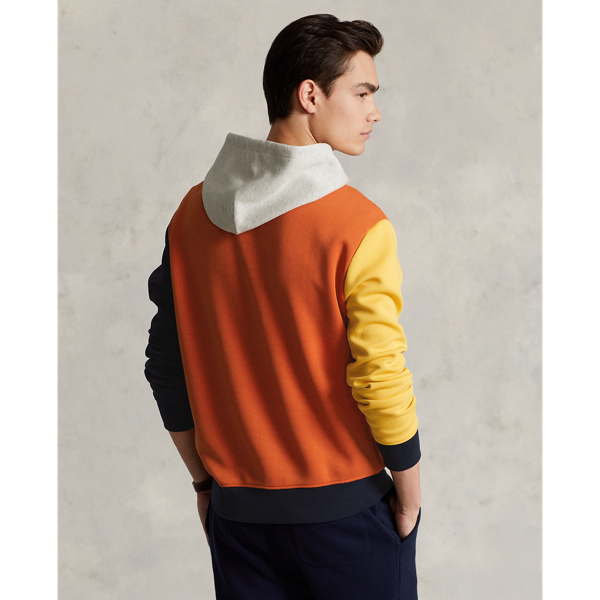 College Orange Multi Colour-Blocked Double-Knit Hoodie Polo Ralph Lauren 5