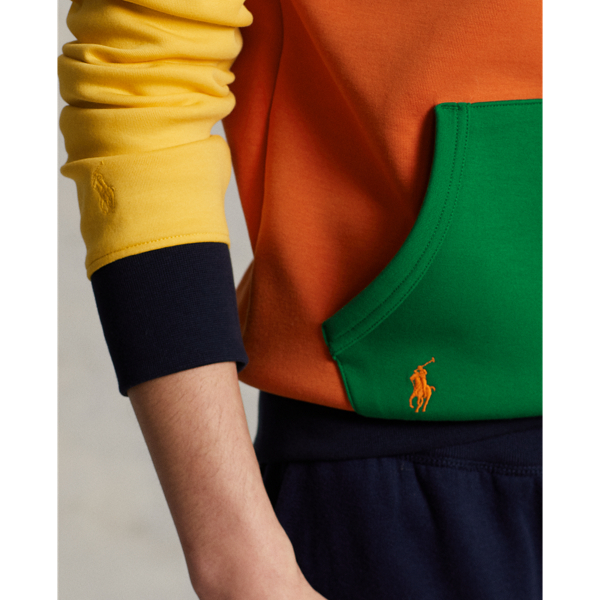 College Orange Multi Colour-Blocked Double-Knit Hoodie Polo Ralph Lauren 6