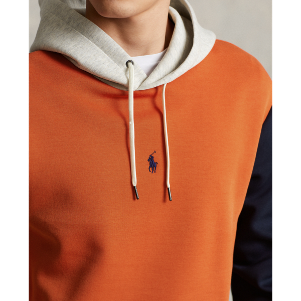 College Orange Multi Colour-Blocked Double-Knit Hoodie Polo Ralph Lauren 7