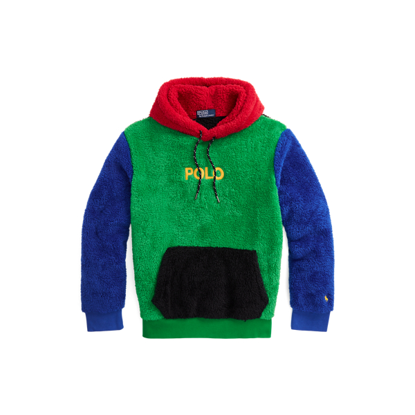 Colour-Blocked Pile Fleece Hoodie