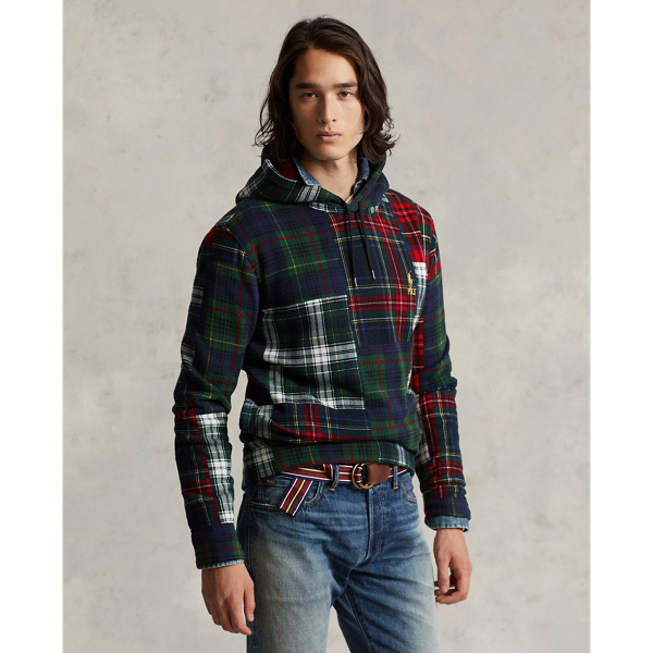 Patchwork flannel hoodie deals