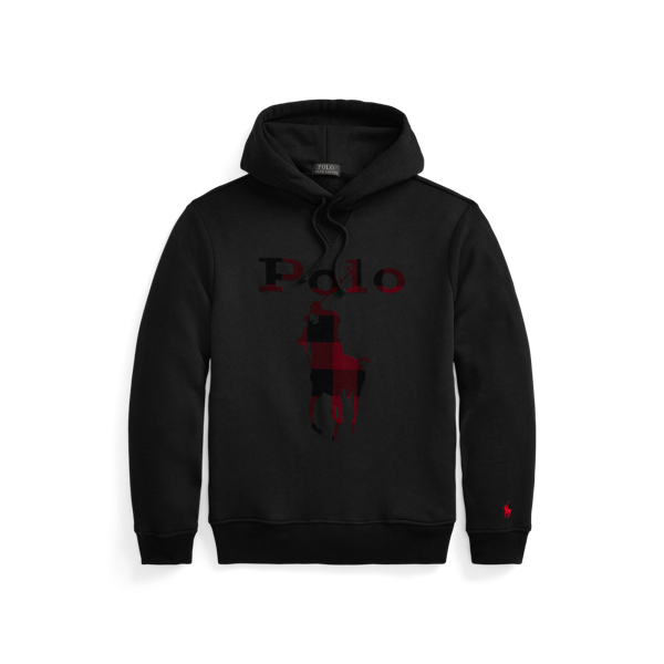Checked Big Pony Logo Fleece Hoodie
