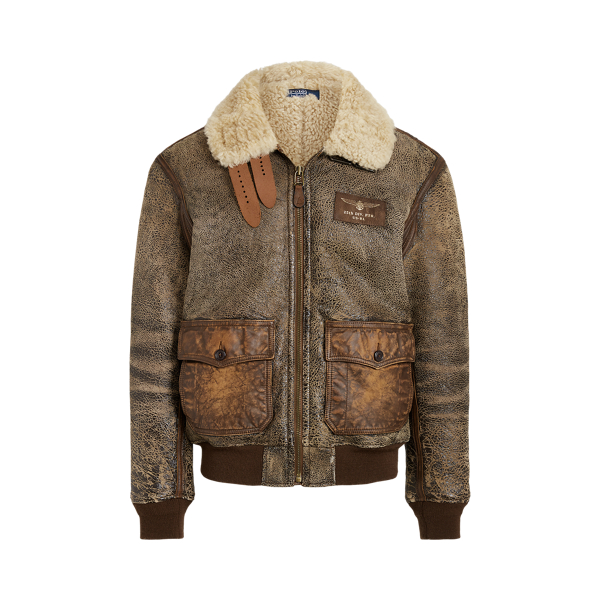 Leather-Trim Shearling Bomber Jacket Polo Ralph Lauren 1