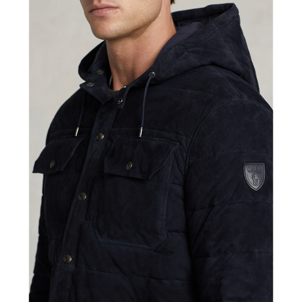 Collection Navy Quilted Suede Hooded Jacket Polo Ralph Lauren 6