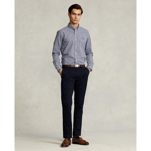 Navy/White Classic Fit Gingham Stretch Poplin Shirt Polo Ralph Lauren 4