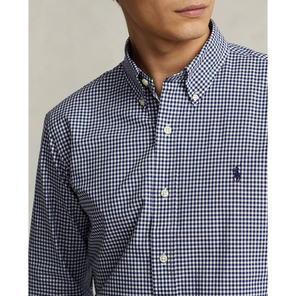 Navy/White Classic Fit Gingham Stretch Poplin Shirt Polo Ralph Lauren 6