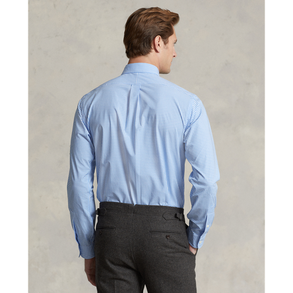 Light Blue/White Classic Fit Gingham Stretch Poplin Shirt Polo Ralph Lauren 5