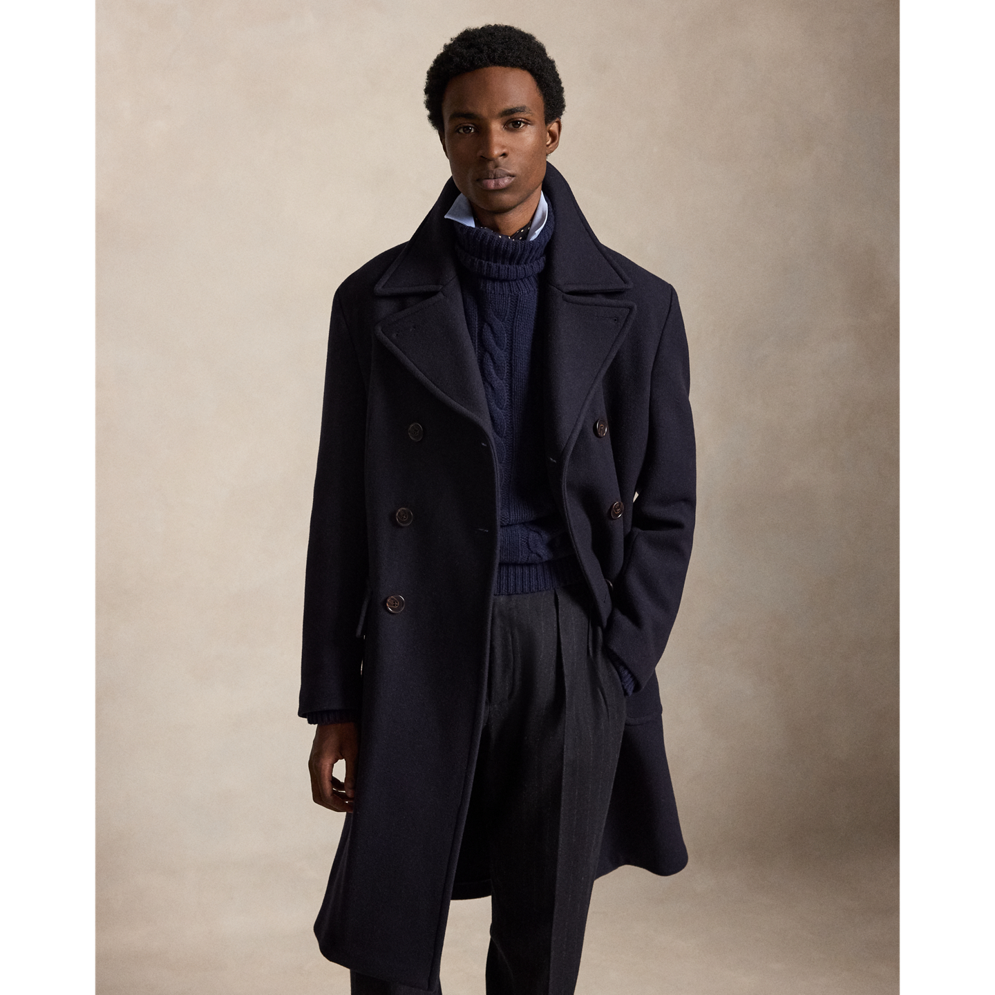 Polo Ralph Lauren Пальто Ralph Lauren Polo Soft Tailored Wool-Blend Topcoat, цвет: Тёмно-синий — фото 1