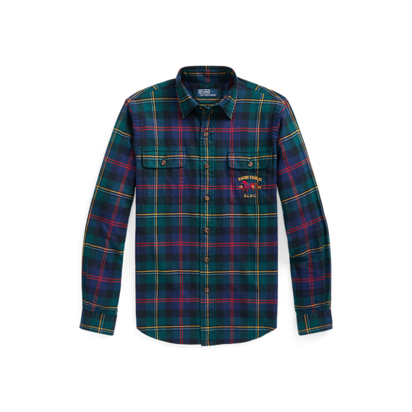 Classic Fit Suede-Patch Plaid Workshirt