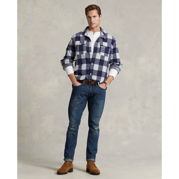 Refined Navy/Cream Plaid Knit Flannel Workshirt Polo Ralph Lauren 4