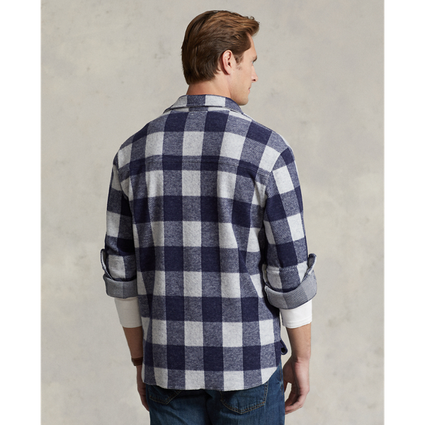 Refined Navy/Cream Plaid Knit Flannel Workshirt Polo Ralph Lauren 5