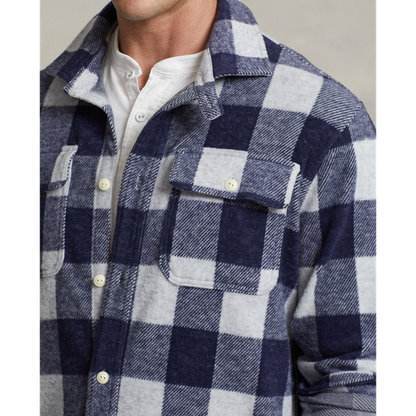 Refined Navy/Cream Plaid Knit Flannel Workshirt Polo Ralph Lauren 6