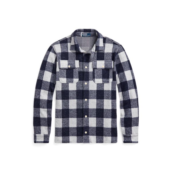 Refined Navy/Cream Plaid Knit Flannel Workshirt Polo Ralph Lauren 2