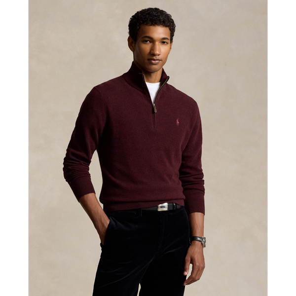 Men s Red Quarter Zip Sweaters Ralph Lauren