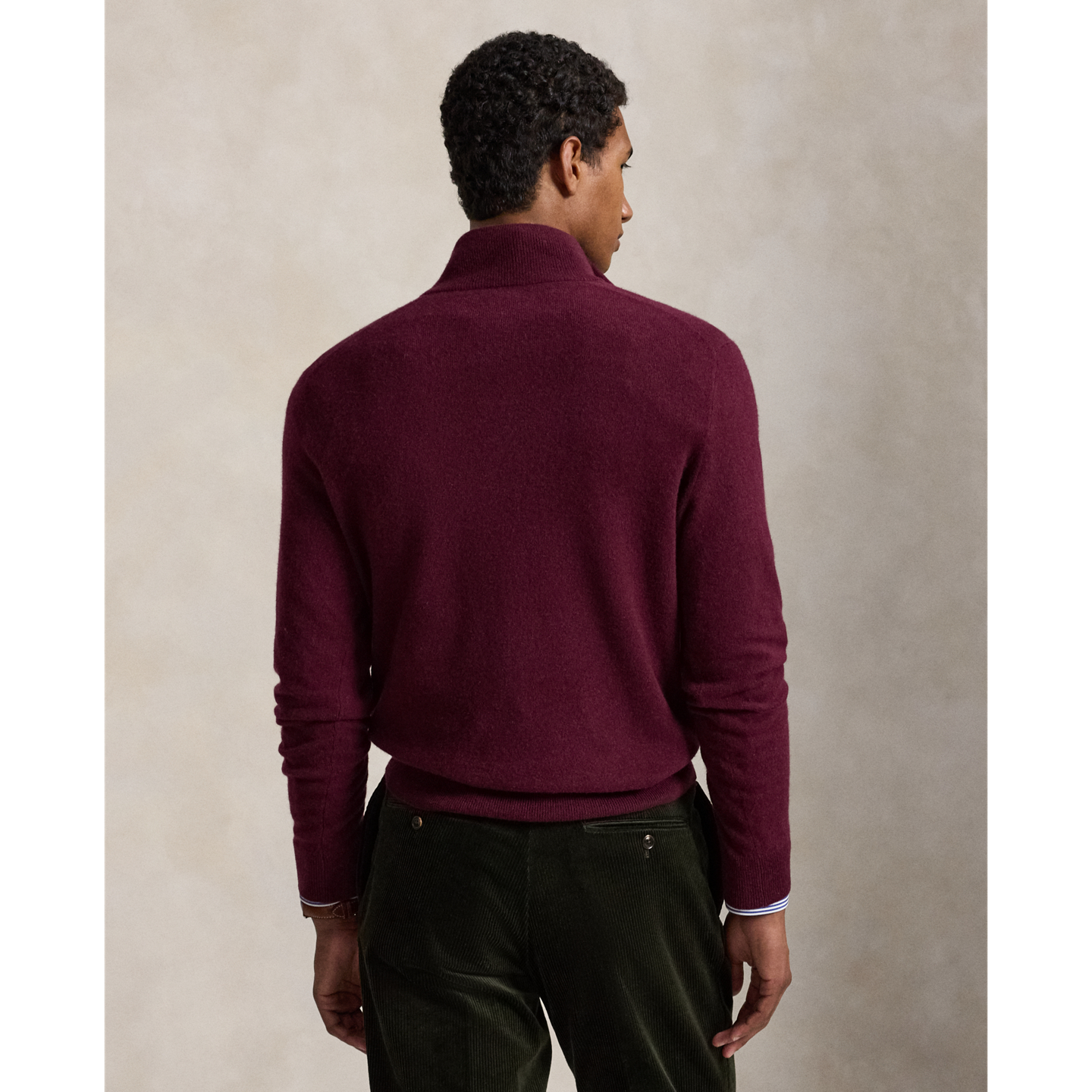 Мужской свитер Ralph Lauren Wool Quarter-Zip, цвет: Винный меланжевый — фото 2