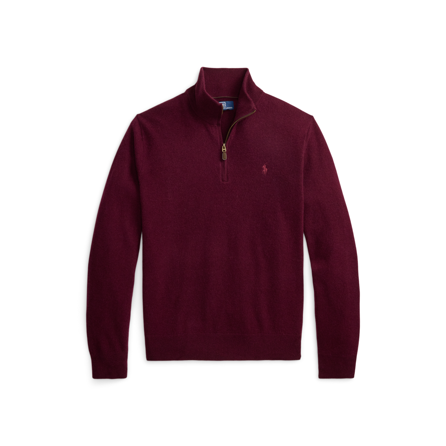 Мужской свитер Ralph Lauren Wool Quarter-Zip, цвет: Винный меланжевый — фото 6