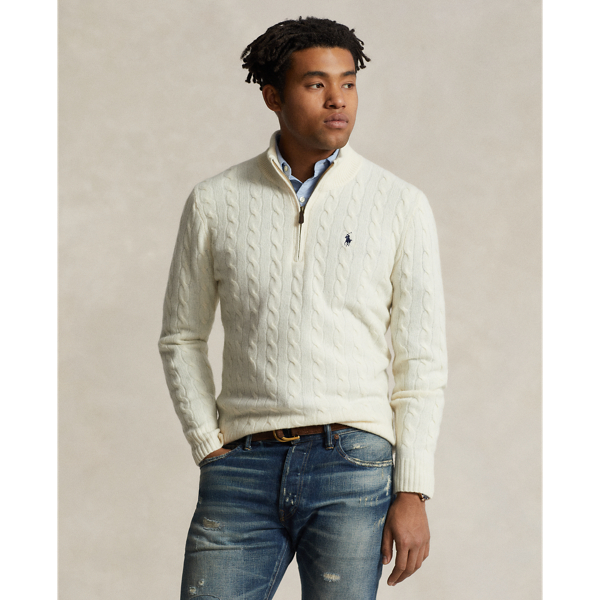 Andover Cream Cable-Knit Wool-Cashmere Sweater Polo Ralph Lauren 1