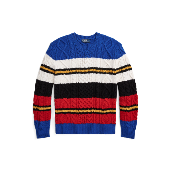 Striped Aran-Knit Wool-Blend Jumper Polo Ralph Lauren 1