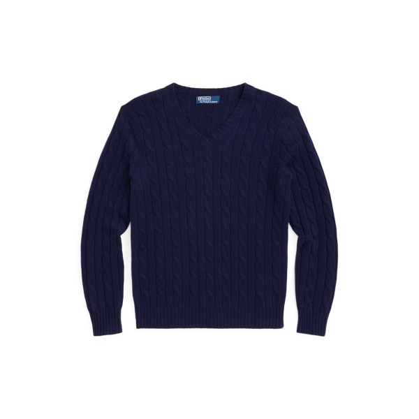 Cable-Knit Cashmere V-Neck Jumper Polo Ralph Lauren 1