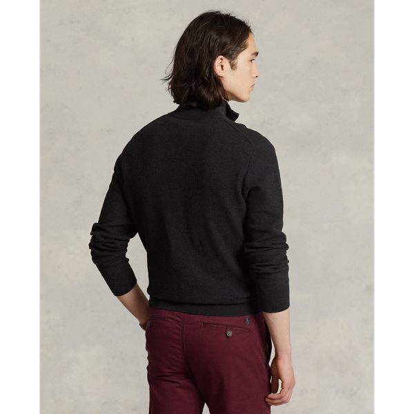 Dark Granite Heather Mesh-Knit Cotton Quarter-Zip Sweater Polo Ralph Lauren 5