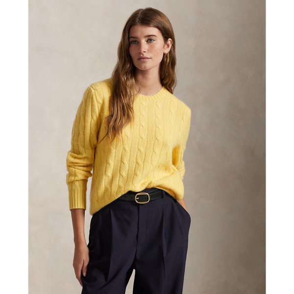売れ筋商品|||ラルフローレン ニット&セーター アウター レディース Women's Cable-Knit Cotton Crewneck Sweater Trainer Yellow ラルフローレン レディース ニット&セーター アウター CABLE
