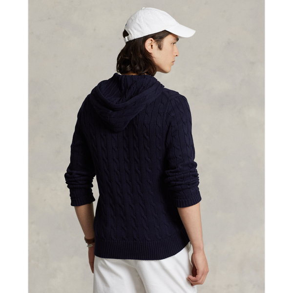 Hunter Navy Cable-Knit Cotton Hooded Sweater Polo Ralph Lauren 5