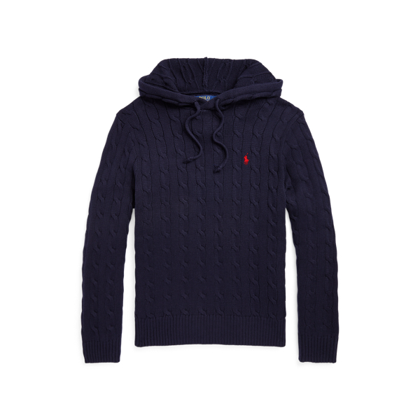 Hunter Navy Cable-Knit Cotton Hooded Sweater Polo Ralph Lauren 2