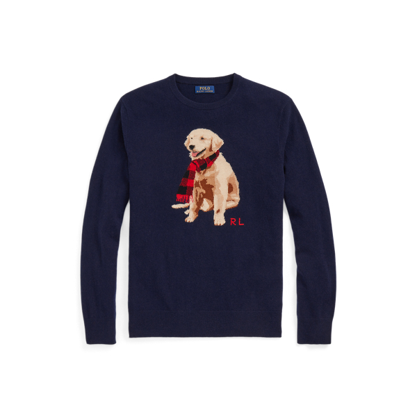 Kasjmier trui met golden retriever Polo Ralph Lauren in 1
