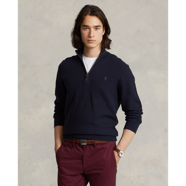Mesh-Knit Cotton Quarter-Zip Jumper