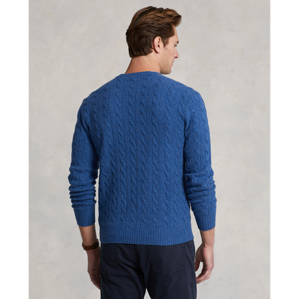 Twilight Blue Heather Cable-Knit Wool-Cashmere Sweater Polo Ralph Lauren 5