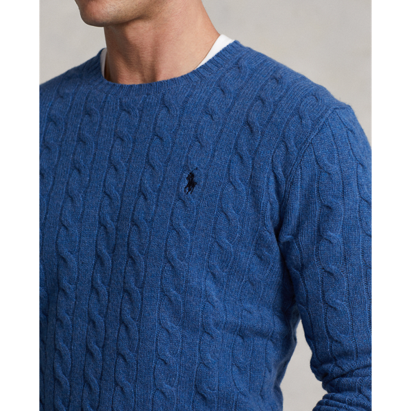 Twilight Blue Heather Cable-Knit Wool-Cashmere Sweater Polo Ralph Lauren 6