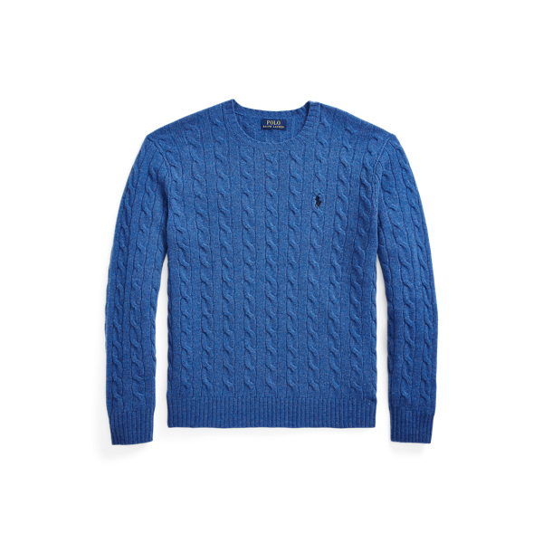 Twilight Blue Heather Cable-Knit Wool-Cashmere Sweater Polo Ralph Lauren 2