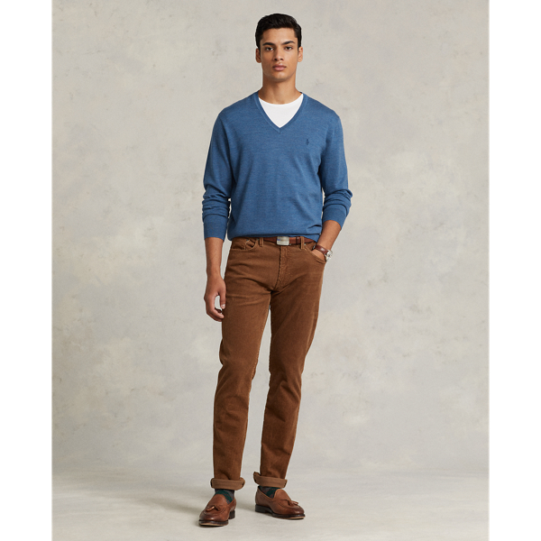 Twilight Blue Heather Washable Wool V-Neck Sweater Polo Ralph Lauren 4
