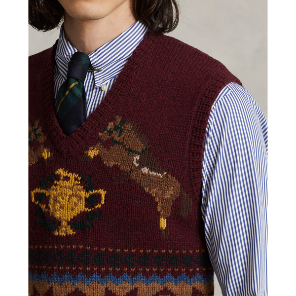 Reitsport-Pullunder aus Wollmischung Polo Ralph Lauren in Wein multi 6