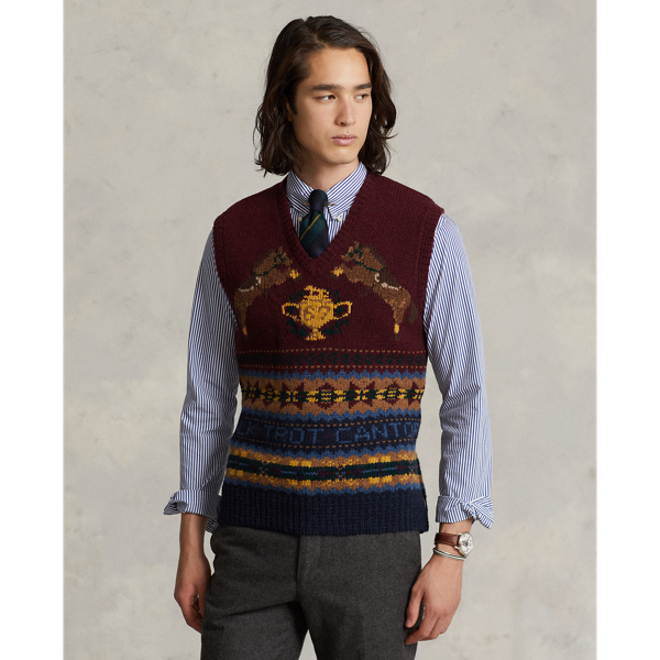 Reitsport-Pullunder aus Wollmischung Polo Ralph Lauren in Wein multi 7