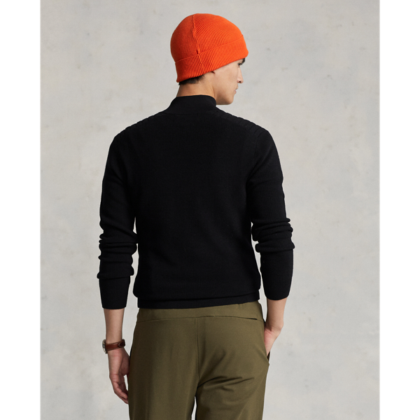 Polo Black Washable Wool Quarter-Zip Sweater RLX 5